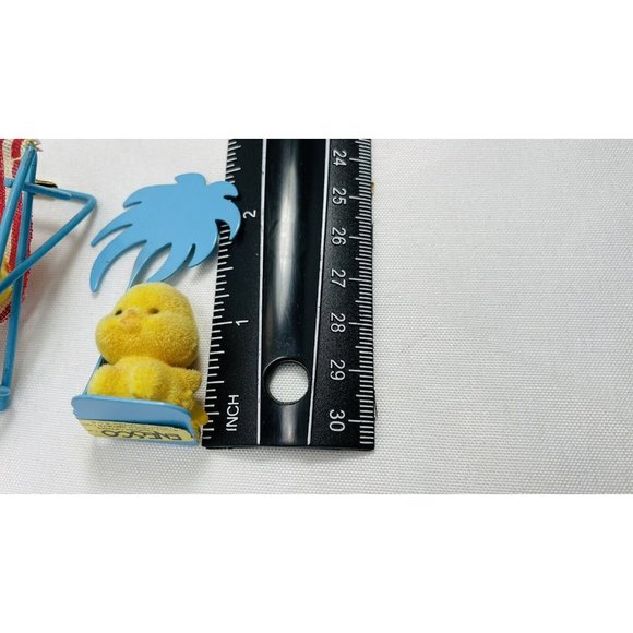 Lot of 3 Vintage Enesco Miniature Summer Chicks - Flocked Baby Duck Set - Picture 13 of 14